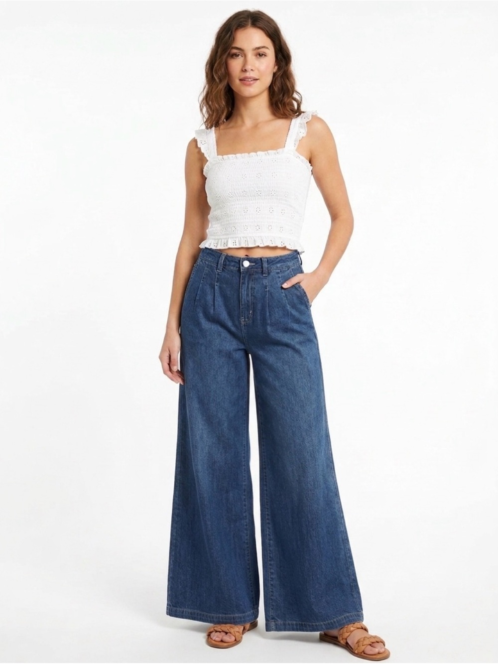 NWT Freckled Poppy x Risen High-Rise Wide Leg Jeans in Dark Blue -11/30